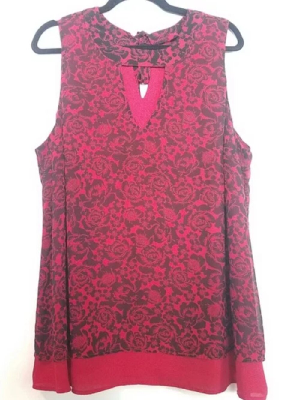 NWOT Torrid Georgette Mock Neck Floral Blouse - Red & Black - 2X